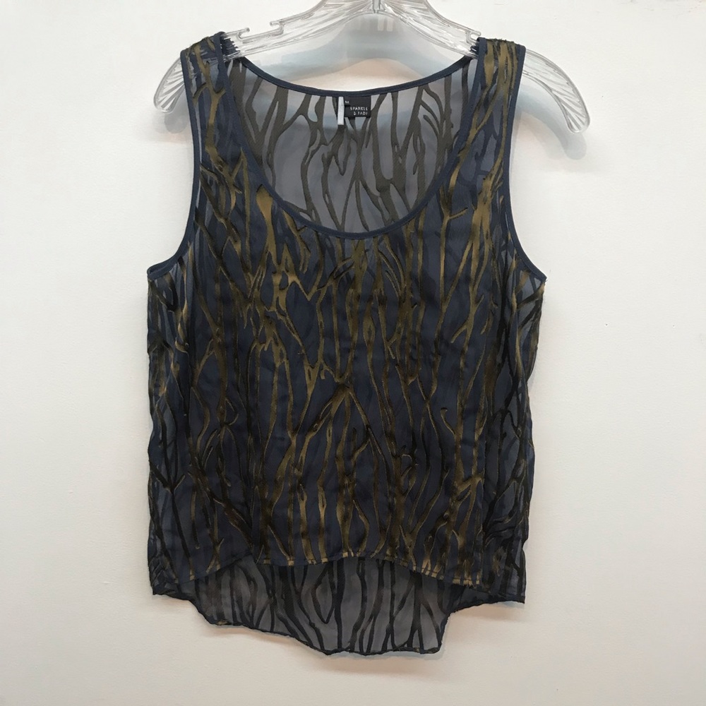 Mesh burnout pattern sleeveless blouse